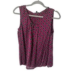 Talbots Women’s Tank Top Blouse Dot Wine Purple Boho Flowy Sleeveless Size 10